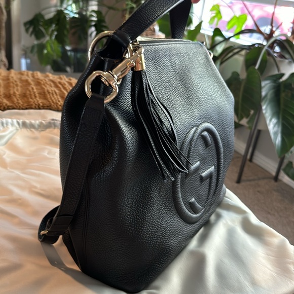 Pre owned Gucci black leather bag with interlocking G logo - Picture 4 of 14